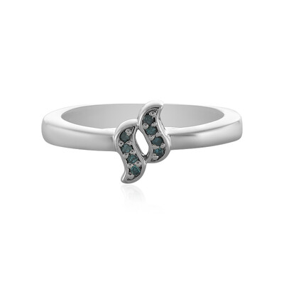 Zilveren ring met I2 Blauwe Diamanten