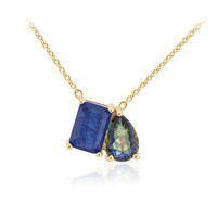 Zilveren halsketting met een Marineblauwe kwarts