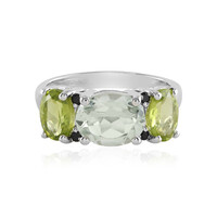 Zilveren ring met een groene amethist