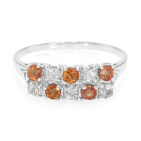 Zilveren ring met oranje saffieren