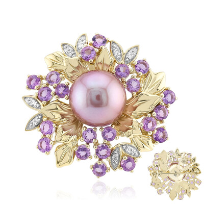 Zilveren broche met een paarse Ming parel (TPC)
