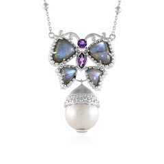 Zilveren halsketting met een Witte zoetwater kweekparel (Dallas Prince Designs)