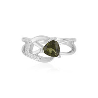 Zilveren ring met een moldaviet