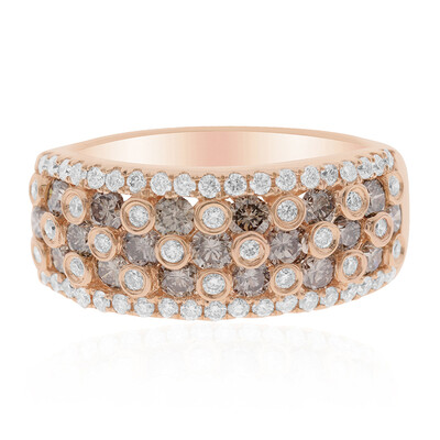 Gouden ring met SI2 Bruine Diamanten