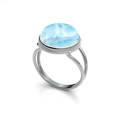 Zilveren ring met een larimar