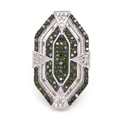 Zilveren ring met groene diamanten