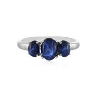 Zilveren ring met een blauwe ster saffier