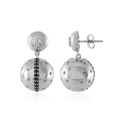 Zilveren oorbellen met zwarte spinelstenen (MONOSONO COLLECTION)