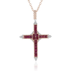 Zilveren hanger met Birmese Robijnen (Gems en Vogue)