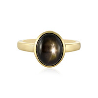 Zilveren ring met een zwarte ster saffier