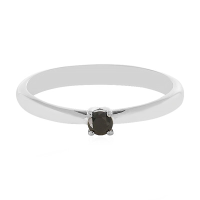 Zilveren ring met een zwarte diamant