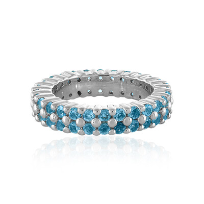 Zilveren ring met Zwitsers-blauwe topaasstenen