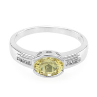 Zilveren ring met een gele beril