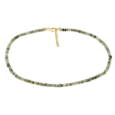 Zilveren halsketting met chrysoberilstenen
