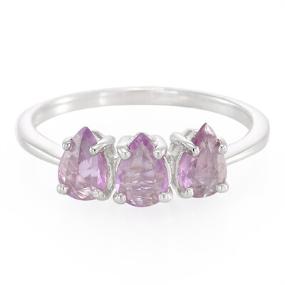 Zilveren ring met Onverhitte Purper Saffieren