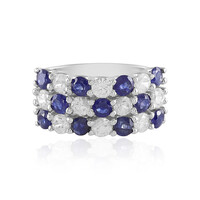 Zilveren ring met Madagaskar Blauwe Saffieren