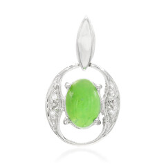 Zilveren hanger met een keizerlijk chrysopraas