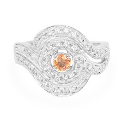 Zilveren ring met een Padparadscha saffier