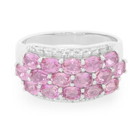 Zilveren ring met Ceylon roze saffieren