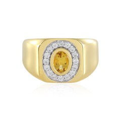 Zilveren ring met een gele beril