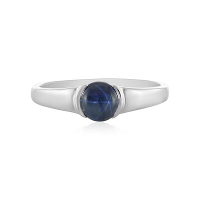 Zilveren ring met een blauwe ster saffier