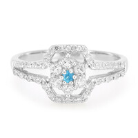 Zilveren ring met een neon blauwe apatiet