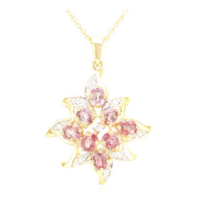Gouden halsketting met Onverhitte Padparadscha Saffieren (AMAYANI)