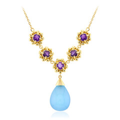 Zilveren halsketting met een Aqua Chalcedoon