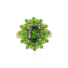 Zilveren ring met een Russische diopsied