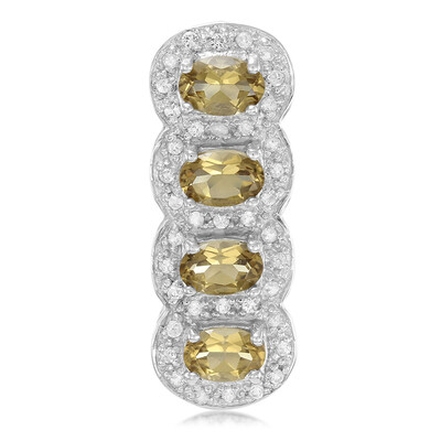 Zilveren hanger met champagne kwartskristallen