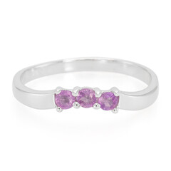Zilveren ring met Onverhitte Purper Saffieren