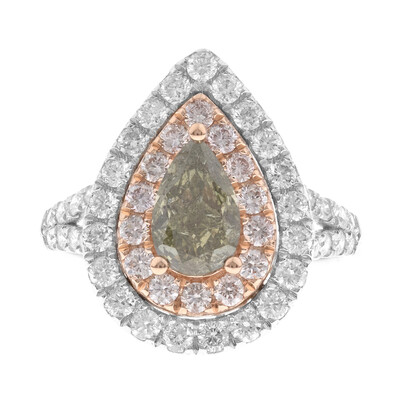 Gouden ring met een SI1 Groene diamant  (CIRARI)
