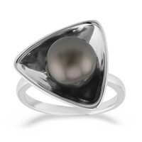 Zilveren ring met een Tahiti parel (TPC)
