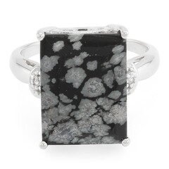 Zilveren ring met een sneeuwvlokken obsidiaan