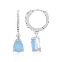Zilveren oorbellen met Blauwe chalcedonen