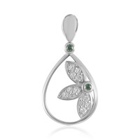 Zilveren hanger met een I2 Groene Diamant