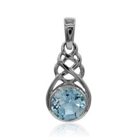 Zilveren hanger met een hemel-blauwe topaas