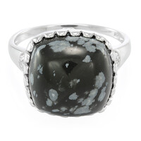 Zilveren ring met een sneeuwvlokken obsidiaan