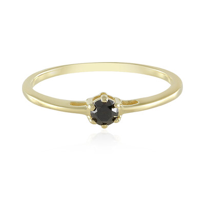 Zilveren ring met een zwarte diamant