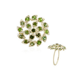 Gouden ring met Groene Ceylon Zirkonen