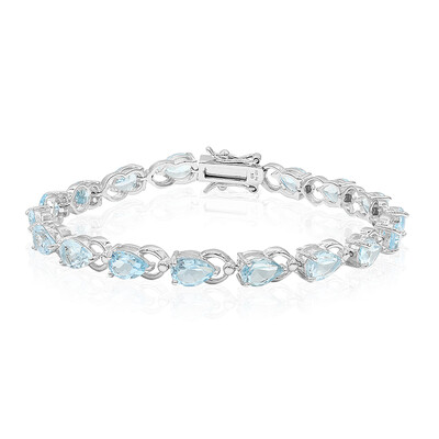 Zilveren armband met hemel-blauwe topaasstenen