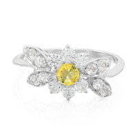 Zilveren ring met een gele saffier