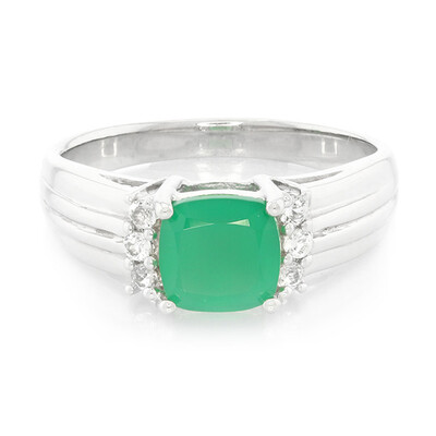 Zilveren herenring met een groene chalcedoon