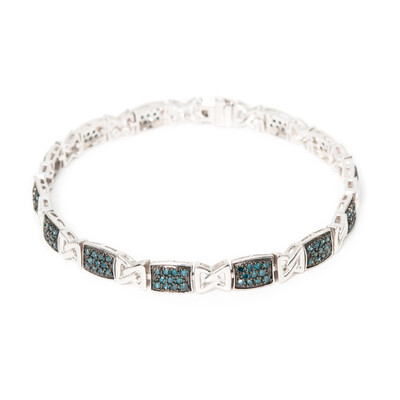 Zilveren armband met blauwe diamanten