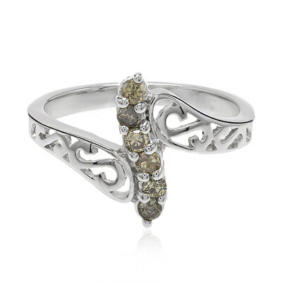 Zilveren ring met Champagne Diamanten
