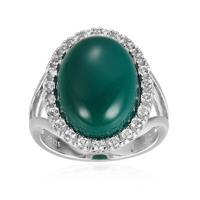 Zilveren ring met een groene agaat