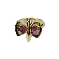 Zilveren ring met watermeloen-toermalijnen