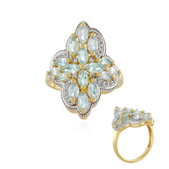 Zilveren ring met hemel-blauwe topaasstenen