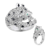 Zilveren ring met zwarte saffieren(Adela Silber)