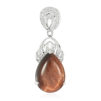 Zilveren hanger met een rode tijgeroog